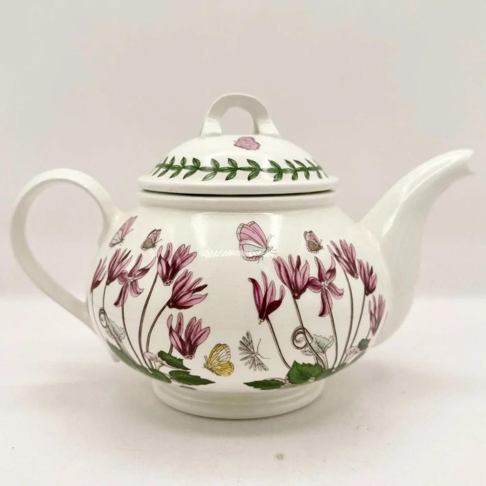 Vintage Portmeirion Botanic Garden 1 Pint Teapot Pink Cyclamen Made in Britain